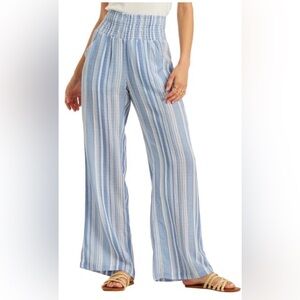 Billabong Blue and White Striped Wide Leg Pants